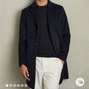 Large Reiss Wool Blend Single Breasted Winter Overcoat Mens